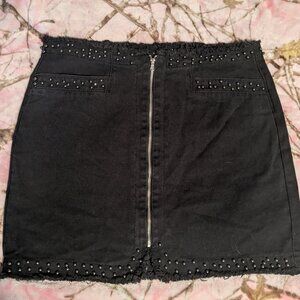 Black studded zipper Jacquelina skirt